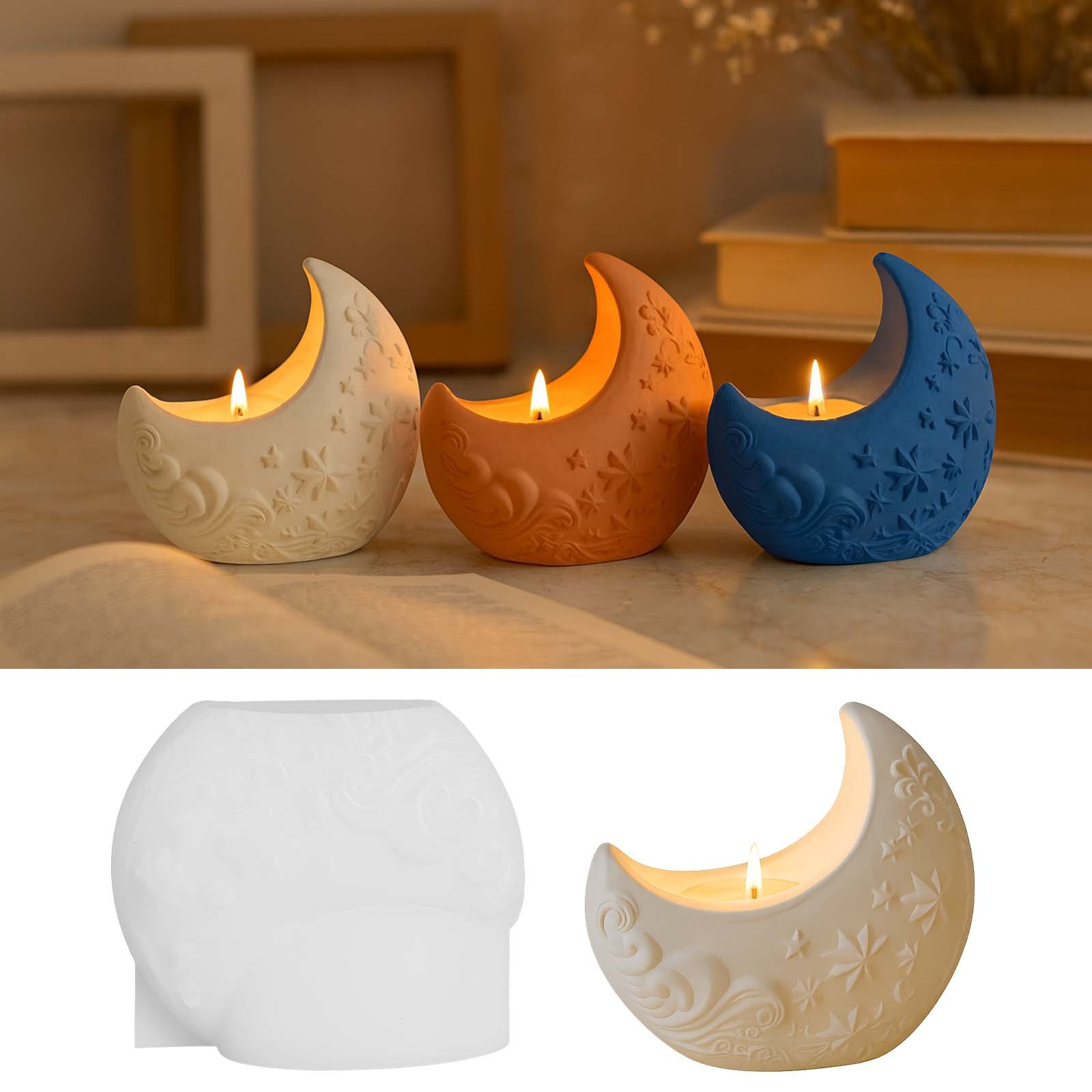 3d Relief Moon Gypsum Resin Mo - Candle Making Process ulasan dan harga